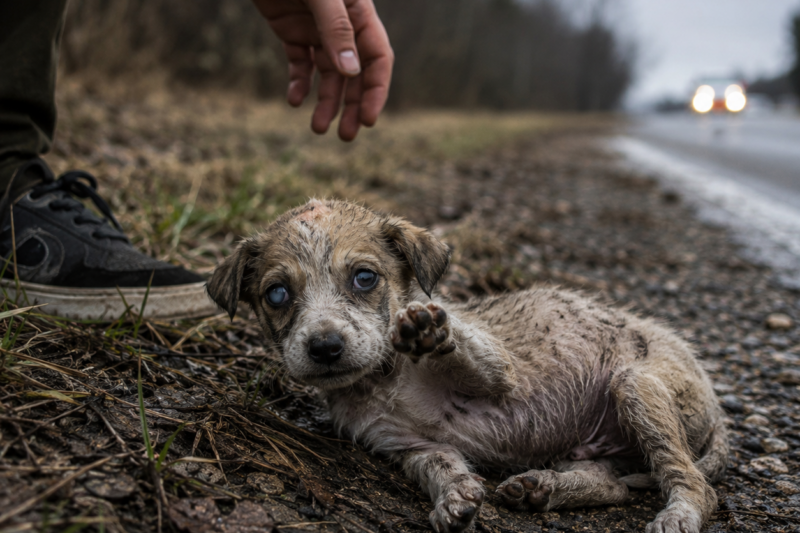 WHEN I STEPPED CLOSER, ONE TINY PAW MOVED LIKE A WEAK SIGNAL FROM A BODY THAT WAS STILL TRYING TO STAY ALIVE.