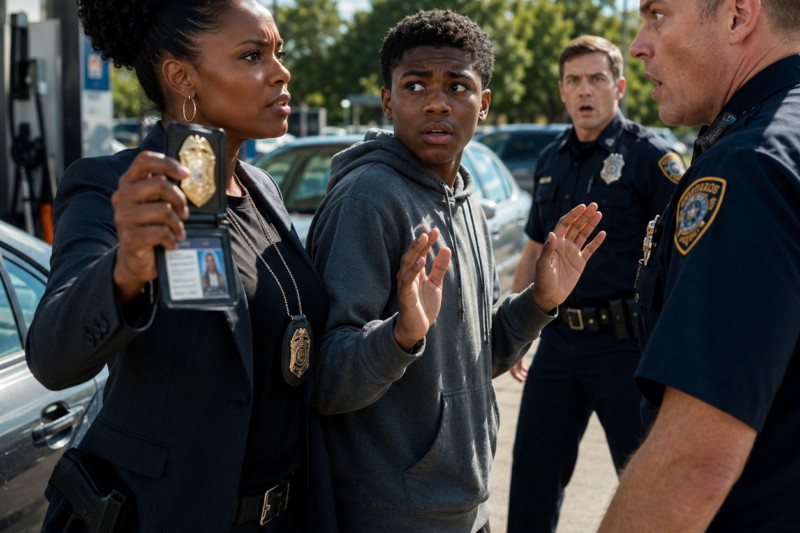 Racist Cop Targets Black Teen at a Gas Station — Freezes When His Mother Flashes FBI