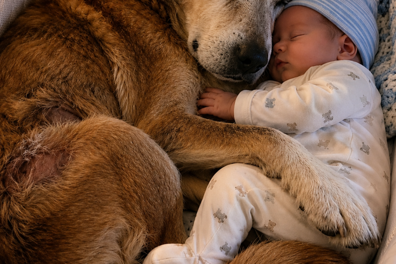 THE OLD STRAY DOG WHO KEPT A BABY WARM IN A FREEZING TRAILER — AND THE SECRET NO ONE UNDERSTOOD