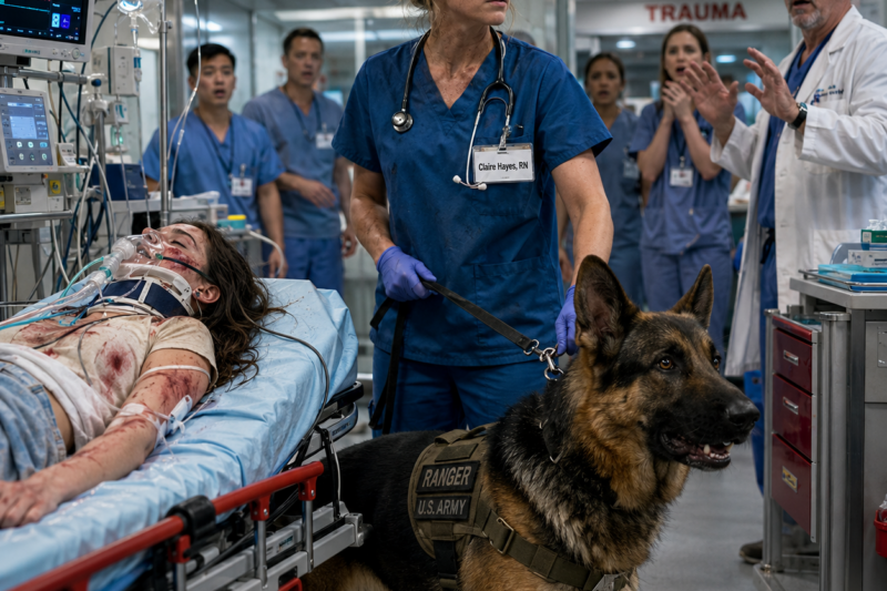 “Stay Back!” The K9 Guarded the SEAL Captain’s Daughter — Then the Quiet Nurse Used the Command No Civilian Should Know