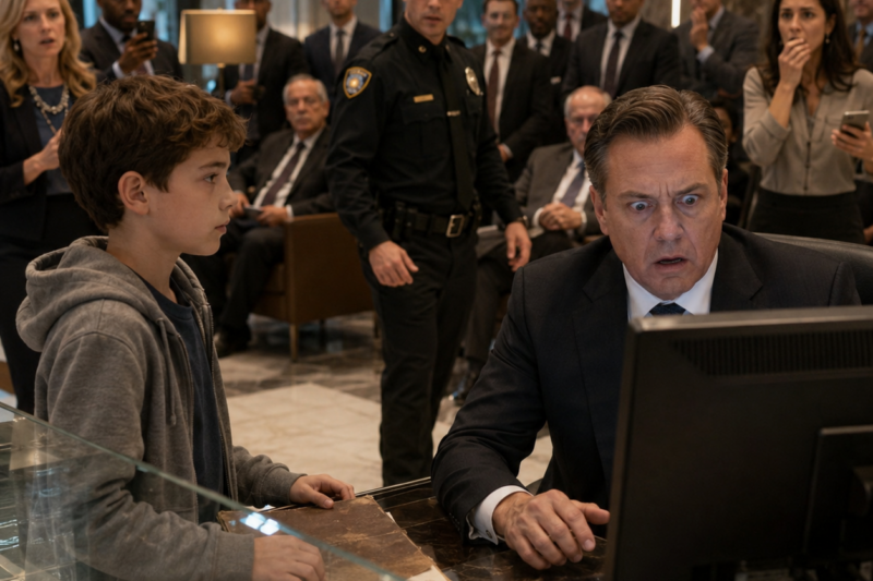THE BOY WALKED INTO THE VIP BANK LOUNGE WITH A FOLDER NO ONE RESPECTED. THEY LAUGHED WHEN HE ASKED TO CHECK HIS BALANCE. THEN THE MANAGER SAW THE NUMBER ON THE SCREEN—AND FORGOT HOW TO BREATHE.