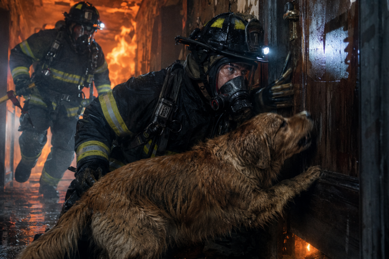 I FOUND A DOG CLAWING AT A LOCKED BEDROOM DOOR INSIDE A BURNING APARTMENT — BUT THEY DIDN’T KNOW HE WASN’T TRYING TO ESCAPE THE FIRE, HE WAS TRYING TO SAVE THE ONE PERSON EVERYONE HAD FORGOTTEN