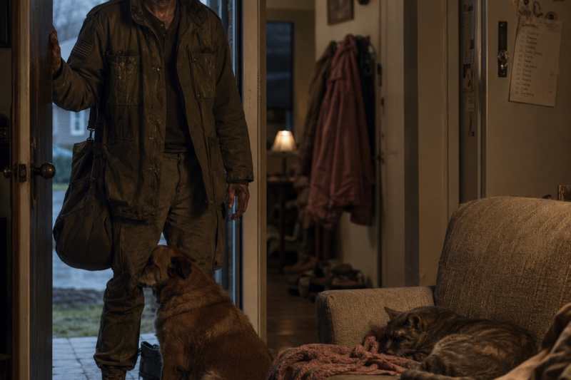 HE CAME HOME FROM WAR, BUT NOTHING FELT LIKE HOME ANYMORE.  THE DOG NEVER LEFT THE FRONT DOOR.  THE CAT KEPT SLEEPING ON HER SIDE OF THE BED AS IF SHE MIGHT STILL COME BACK.
