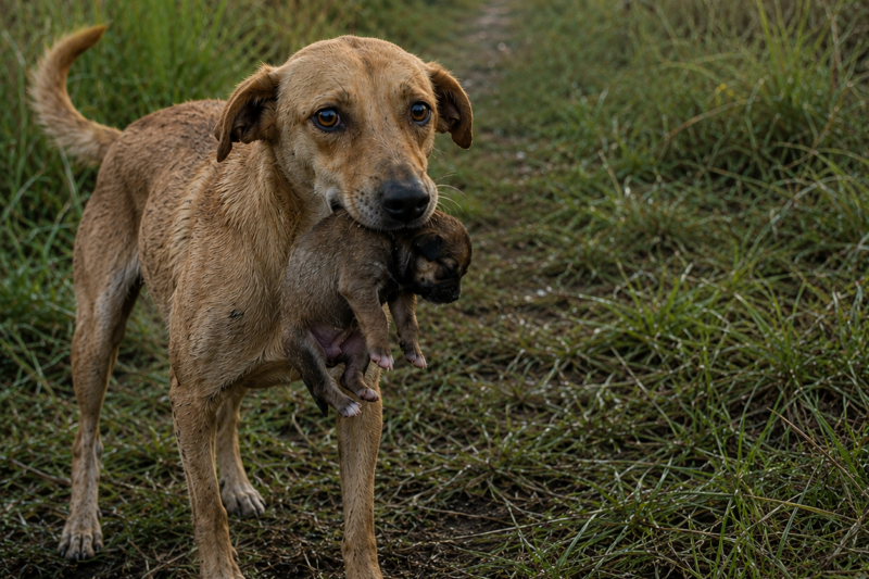 SHE WALKED TOWARD ME WAGGING HER TAIL, THEN LOOKED AT THE BABY AS IF SHE WAS ASKING ME TO UNDERSTAND WHAT SHE COULD NOT SAY.