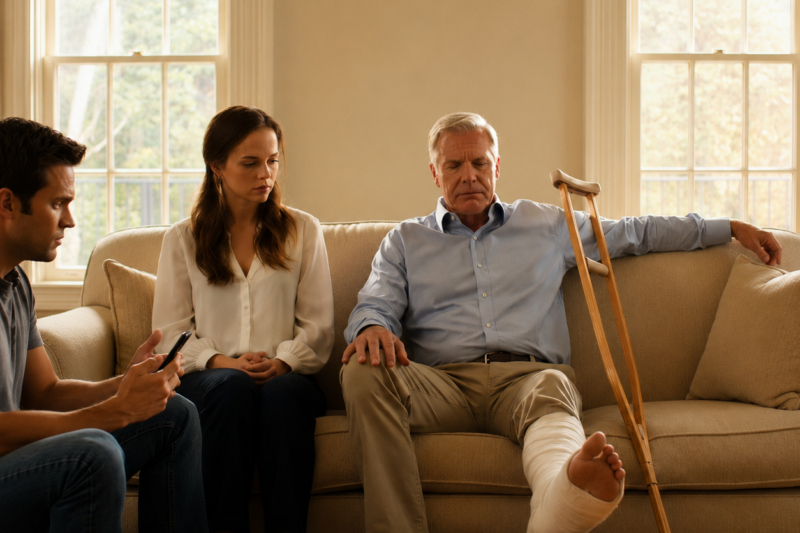I BROKE MY LEG, SO I ASKED MY SON-IN-LAW TO BRING ME SOME WATER. “GET IT YOURSELF. I’M NOT YOUR SERVANT!” HE GROWLED, WHILE MY DAUGHTER REMAINED SILENT. I FORCED MYSELF TO SMILE AND GOT UP. AT DAWN, I DIALED ONE NUMBER… BY LUNCHTIME,