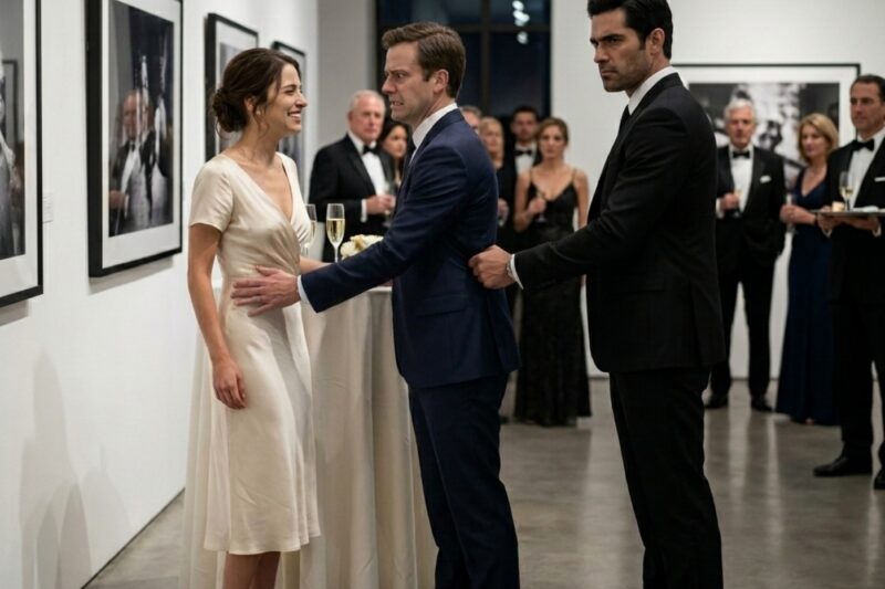ANOTHER MAN TOUCHED MY WAIST FOR THREE SECONDS, AND THE WHOLE GALLERY WENT SILENT LIKE SOMEONE HAD FIRED A GUN.