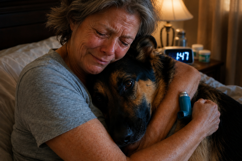 AT 1:47 A.M., I FELL OUT OF BED WITHOUT MY INHALER — AND WHEN I WOKE UP, MY GERMAN SHEPHERD WAS WATCHING EVERY BREATH I TOOK