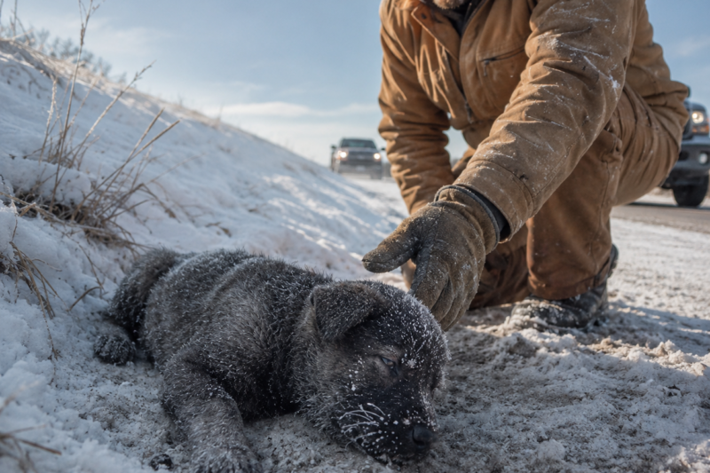 I FOUND A FROZEN PUPPY IN A MONTANA DITCH AND BROUGHT HIM HOME LIKE HE WAS JUST ANOTHER RESCUE — BUT THEY DIDN’T KNOW SIX MONTHS LATER, THE VET WOULD TELL ME HE WASN’T REALLY A DOG