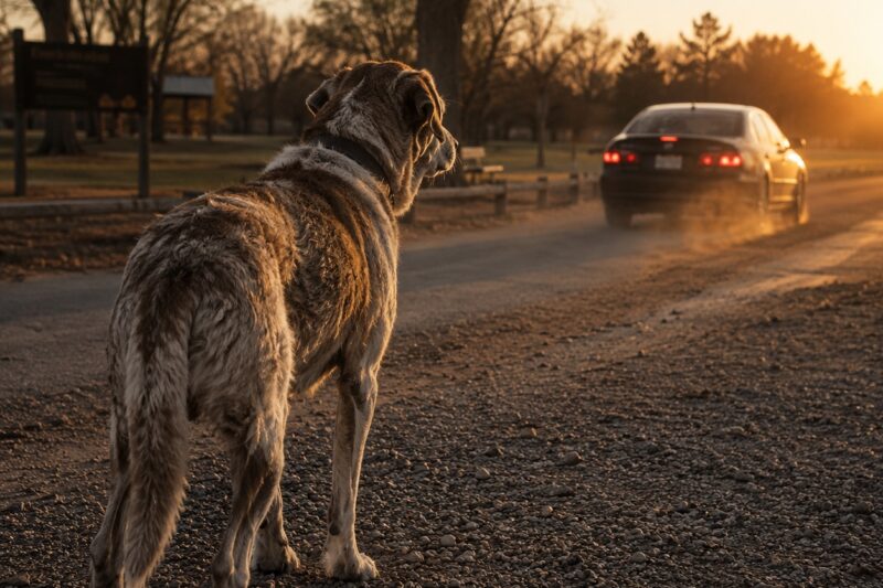 He just stood there on the gravel, staring after the people who had left him, as if his heart had not yet understood what his eyes had already seen.