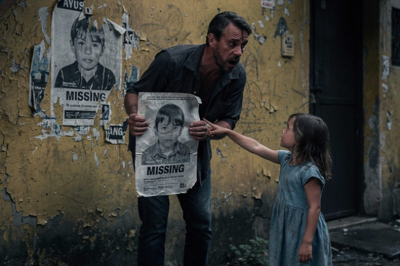 THE MAN HAD COVERED HALF THE CITY WITH HIS SON’S FACE, BUT THE FIRST REAL ANSWER CAME FROM A BAREFOOT GIRL IN A DIRTY BLUE DRESS. SHE POINTED AT THE MISSING POSTER AND SAID, “THAT BOY LIVES IN MY HOUSE,” LIKE SHE WAS TALKING ABOUT SOMETHING ORDINARY. BUT WHEN SHE MENTIONED THE WOMAN WITH THE RED RING, HIS HOPE TURNED INTO TERROR.