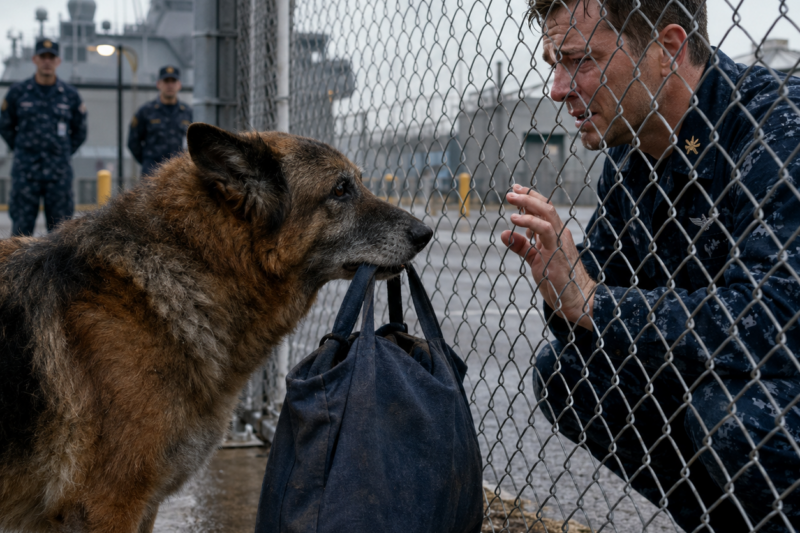 A German Shepherd Brought a Bag to a Navy Base Every Week… What Was Inside Left a SEAL in Tears