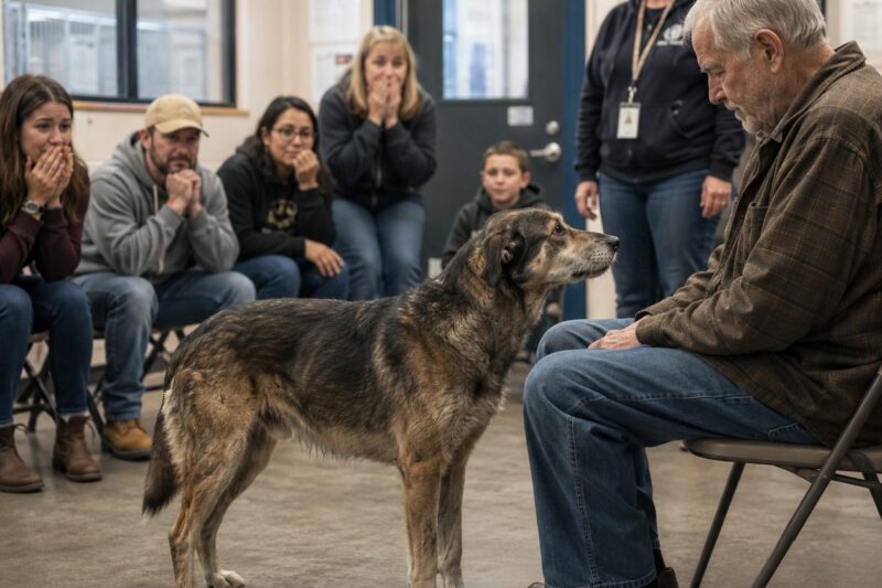 THEN ONE QUIET OLD MAN SAT PERFECTLY STILL, AND THE DOG EVERYONE THOUGHT WOULD NEVER TRUST AGAIN WALKED STRAIGHT PAST EVERYONE ELSE