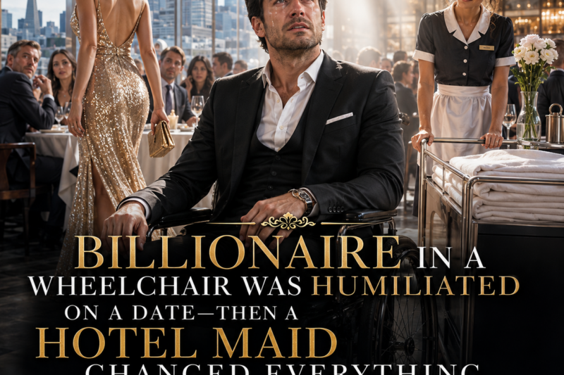 BILLIONAIRE IN A WHEELCHAIR WAS HUMILIATED ON A DATE—THEN A HOTEL MAID CHANGED EVERYTHING.  He watched her walk out before he even had a chance to speak. She didn’t apologize. She didn’t glance back. She just left, leaving him exposed in the middle of a crowded San Francisco restaurant. And for the first time since his accident, Daniel Carter felt smaller than he had ever felt in his life.