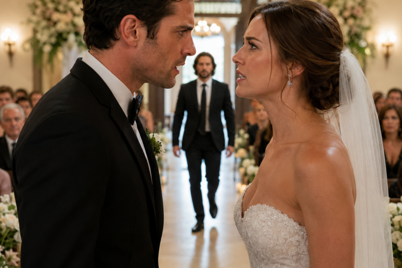 HE THREW THE BOUQUET INTO HER CHEST IN FRONT OF THE WHOLE CHURCH LIKE HER LOVE WAS SOMETHING CHEAP HE COULD TOSS AWAY. SHE THOUGHT THE WORST PART WAS HEARING THE MAN SHE WAS ABOUT TO MARRY SAY HE ONLY USED HER. THEN THE CHURCH DOORS OPENED, AND A STRANGER WALKED DOWN THE AISLE CALLING HER “DAUGHTER.”