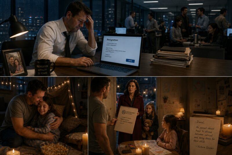 “You’re home early,” she shouted, wrapping her tiny arms around his waist. Daniel held her tightly, fighting tears. “And I’m staying home tonight,” he whispered. They spent the evening building pillow forts in the living room, eating cheap microwave popcorn, and watching old animated movies until Lily fell asleep against his shoulder.