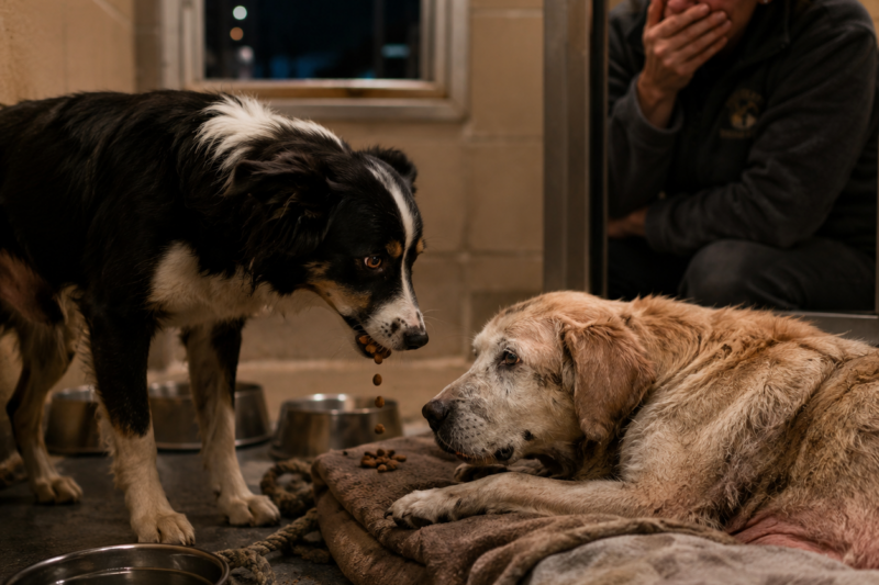 THE SHELTER THOUGHT THE OLD DOG WAS SIMPLY WAITING FOR HER FINAL DAYS, BUT THEY DIDN’T KNOW THAT A FOUR-YEAR-OLD DOG HAD ALREADY DECIDED SHE WOULD NEVER FACE THEM ALONE