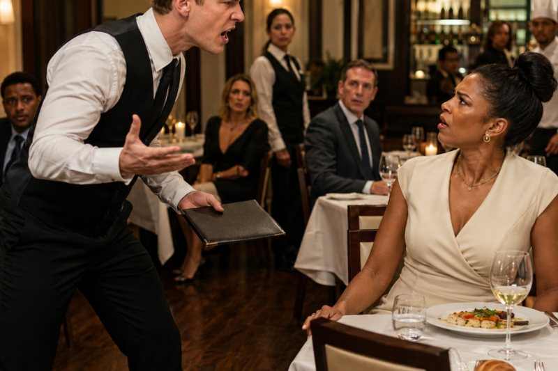 Racist Waiter Throws Menu at Black Woman – Goes Pale When the Owner Walks In and Kisses Her
