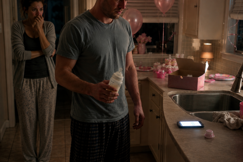 I DIDN’T FIND OUT MY WIFE WAS BETRAYING ME AT A HOTEL OR IN SOME DRAMATIC MOVIE SCENE. I FOUND OUT BAREFOOT IN OUR KITCHEN, HOLDING OUR SON’S HALF-EMPTY BABY BOTTLE WHILE HER PHONE LIT UP BESIDE THE SINK. AND THE WORST PART WASN’T THE MESSAGE… IT WAS WHO SHE INVITED TO OUR DAUGHTER’S BIRTHDAY PARTY AFTER I ALREADY KNEW.