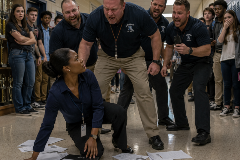 FIVE BULLIES KNOCKED DOWN A QUIET NEW TEACHER — THEY HAD NO IDEA SHE WAS A MARINE DRILL INSTRUCTOR FOR EIGHT YEARS
