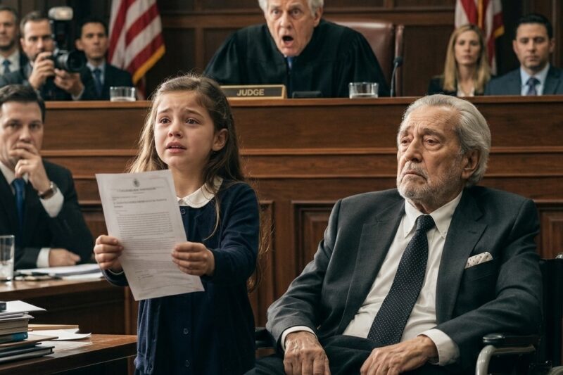 “I have proof!” exclaimed a little girl defending the billionaire in court; the judge was stunned.