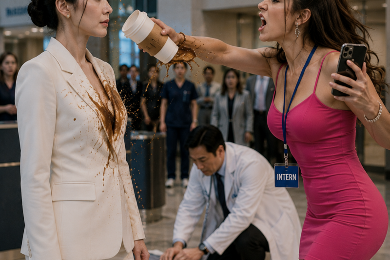 AN INTERN THREW COFFEE ON ME, PROCLAIMING THE CEO WAS HER HUSBAND. SO I CALLED HIM: “COME MEET HER