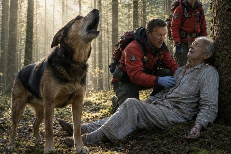 Just after sunrise, a dog began howling from a place so deep in the trees that no one could understand how my father had survived there.