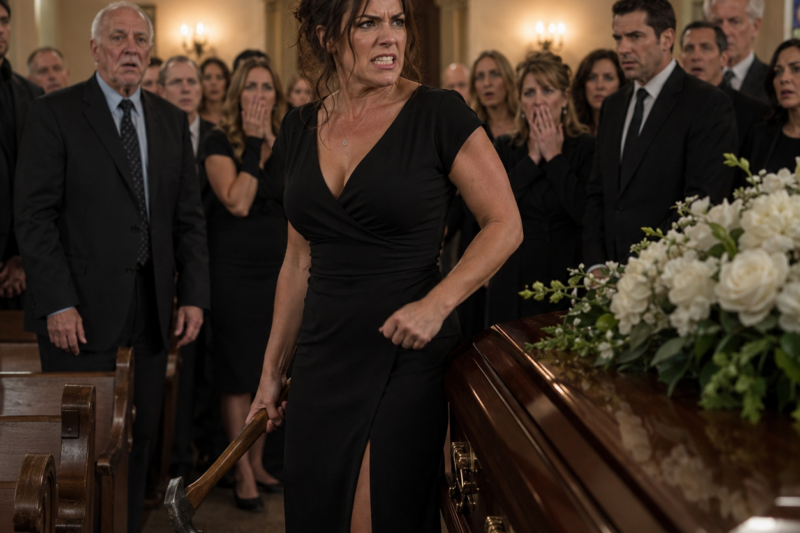 THE AXE HIT THE COFFIN BEFORE ANYONE IN THE FUNERAL PARLOR COULD EVEN SCREAM. THE MAID IN THE ORANGE UNIFORM STOOD OVER THE SPLINTERED WHITE LID WITH TEARS IN HER EYES AND SAID THE ONE THING NO MOURNER WAS PREPARED TO HEAR. WHEN SHE CRIED, “SHE’S NOT D3AD,” THE GRIEF IN THE ROOM TURNED INTO SOMETHING MUCH MORE TERRIFYING