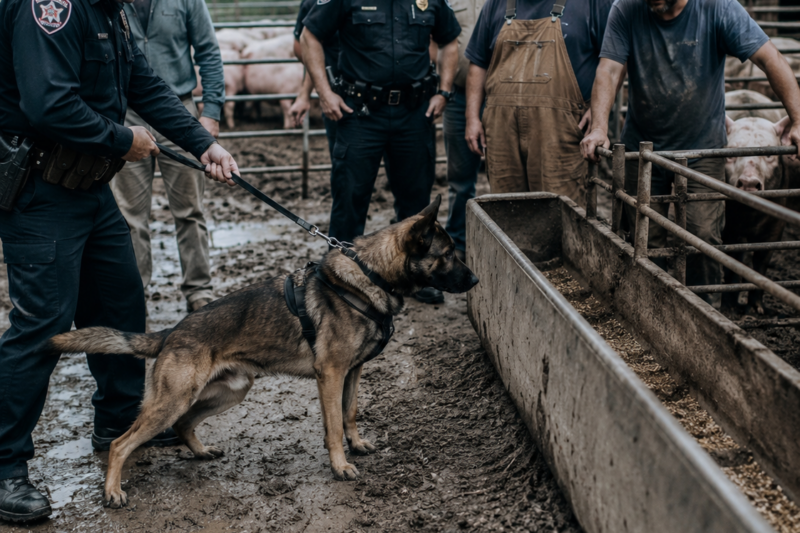 We follow the police dog as it unexpectedly rushes into the pig farm and stops in front of the pigs’ feed trough. No one could have imagined that inside lay a horrifying secret that would shake the entire farm.