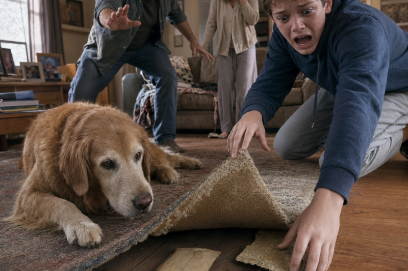 WHEN MY SON LIFTED THE RUG AND SAW FUR STICKING OUT FROM UNDERNEATH, HIS VOICE BROKE LIKE HE HAD FOUND SOMETHING NO CHILD SHOULD EVER SEE.