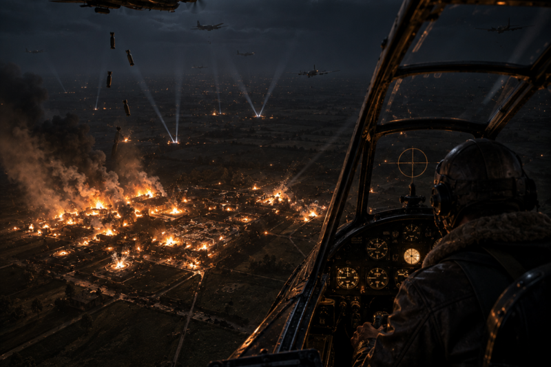 BRITAIN BUILT FAKE BURNING CITIES IN EMPTY FIELDS — AND GERMAN B0MBERS DROPPED THEIR LOADS ON NOTHIN