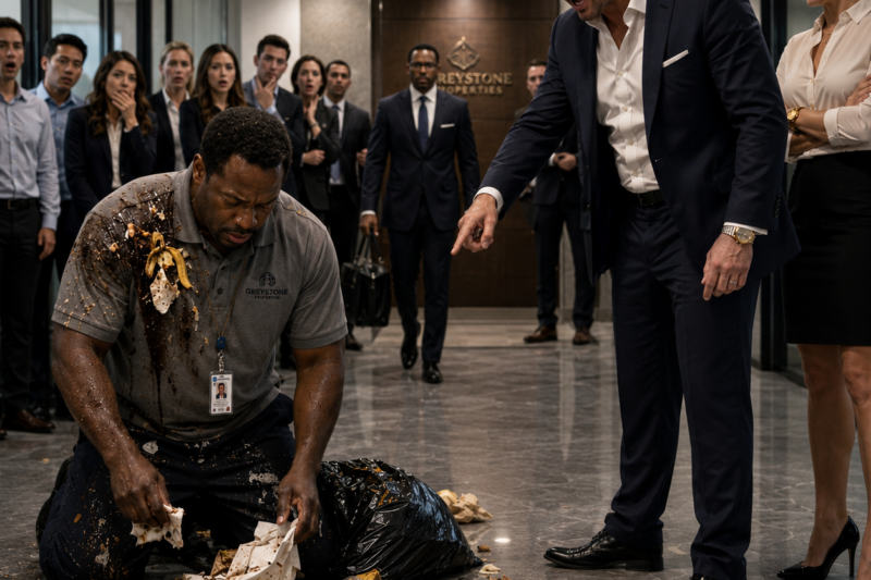 THEY DUMPED TRASH ON THE BLACK JANITOR AND CALLED HIM “GARBAGE” — THEN THE ELEVATOR OPENED AND THE CEO SAID, “MEET YOUR NEW OWNER.