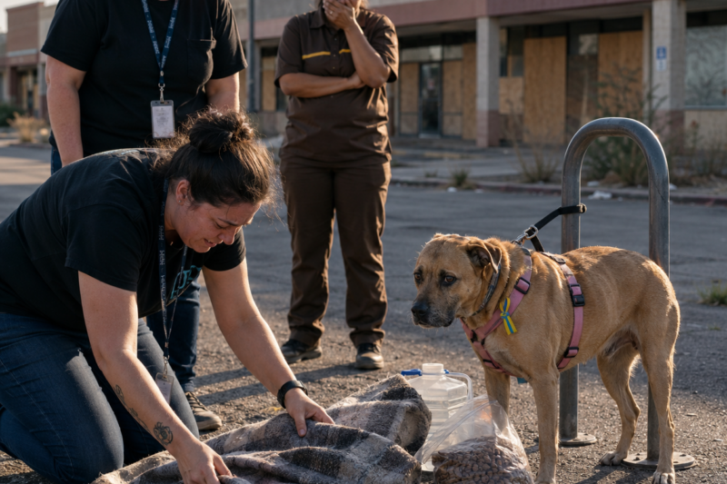 THE FAMILY LEFT THEIR DOG OUTSIDE A DEAD STRIP MALL — BUT WHAT THEY HID UNDER HER BLANKET BROKE EVERY RESCUER
