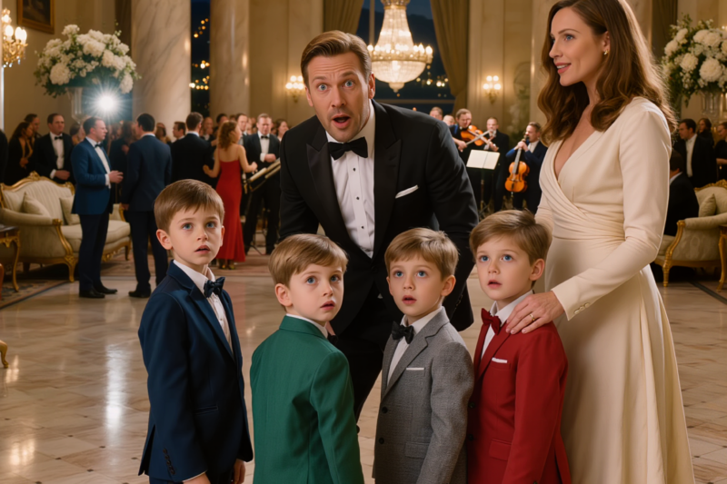 Millionaire CEO Walked Into The Winter Gala Alone — Then Stopped Cold When He Saw His Ex-Wife Standing With Four Little Boys Who All Had His Face