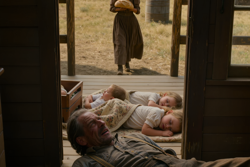 The Widowed Cowboy Was Dying on His Porch With Four Babies Inside—Then a Schoolteacher Arrived With a Loaf of Bread