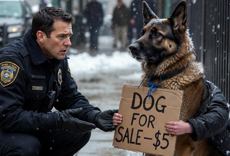 Sir, Can You Buy My Dad’s Police Dog?”—The Officer Looked at the Dog’s Collar and Realized the Little Girl Had Just Exposed a Buried Lie