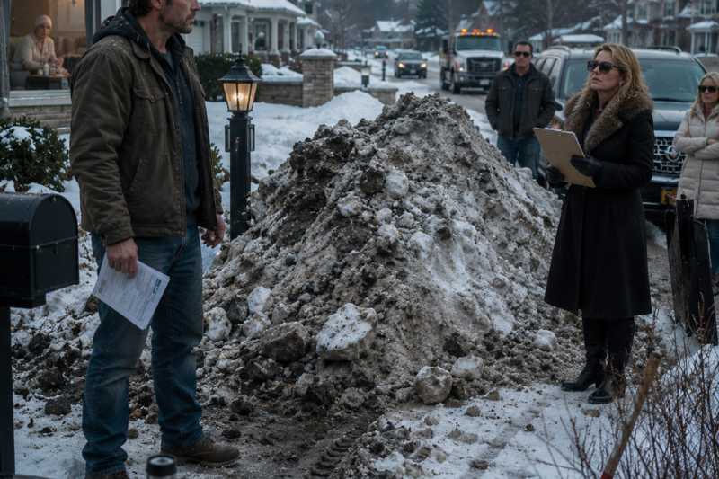 THE HOA DUMPED THREE WEEKS OF DIRTY SNOW ON MY PROPERTY AND THEN FINED ME FOR IT.
