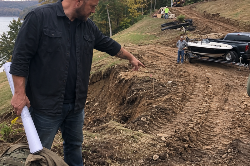 HE EXCAVATED MY HILLSIDE WHILE I WAS DEPLOYED AND USED IT LIKE HIS PRIVATE DRIVEWAY. WHEN I CAME HOME AFTER THIRTEEN MONTHS, THERE WERE BOAT-TRAILER TRACKS CUT STRAIGHT ACROSS MY LAND. SO I MADE HIM PAY TO REBUILD EVERY INCH OF WHAT HE THOUGHT I WOULD NEVER NOTICE.