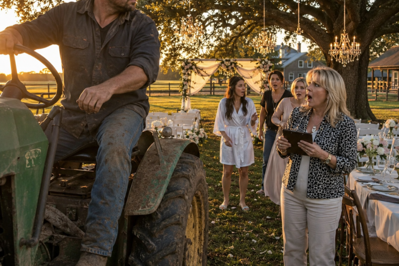 HOA KAREN TURNED MY FAMILY FARM INTO HER DAUGHTER’S WEDDING VENUE WHILE I WAS ASLEEP. WHEN I ASKED WHY THERE WERE CHANDELIERS HANGING FROM MY OAK TREES, SHE SAID, “RELAX, CALEB, THIS IS COMMUNITY LAND NOW.” SO AT SUNRISE, I STARTED MY TRACTOR AND TAUGHT HER WHO REALLY OWNED THAT PASTURE.