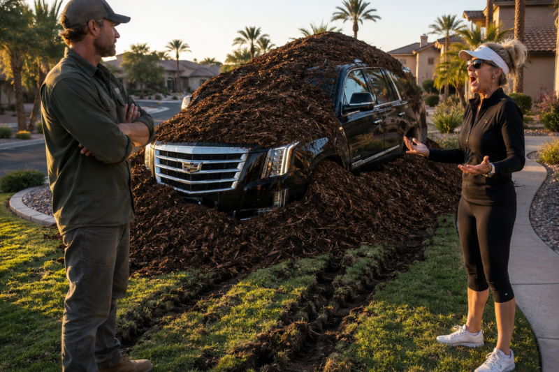 HOA KAREN PARKED HER ESCALADE ON MY LAWN EVERY MORNING—SO I BURIED IT UNDER THREE TONS OF MULCH