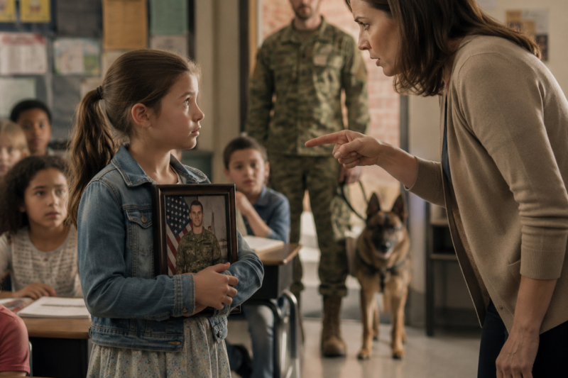 PART2: TEACHER MOCKS GIRL: “YOUR DAD IS JUST A MARINE” — THEN FREEZES WHEN HE WALKS IN WITH HIS K9