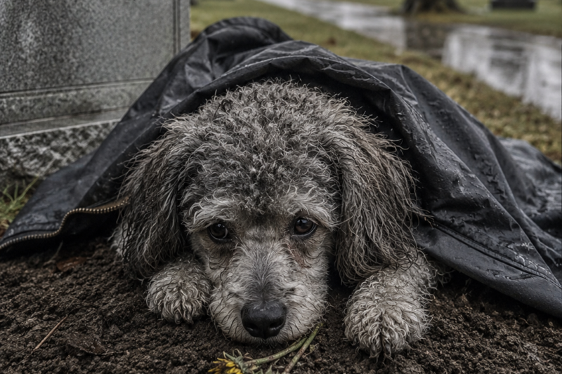 THE NEW GROUNDSKEEPER SAW A DIRTY DOG ON A FRESH GRAVE.  HE DIDN’T SEE THE GRIEF.  AND MOUSSE REFUSED TO MOVE.