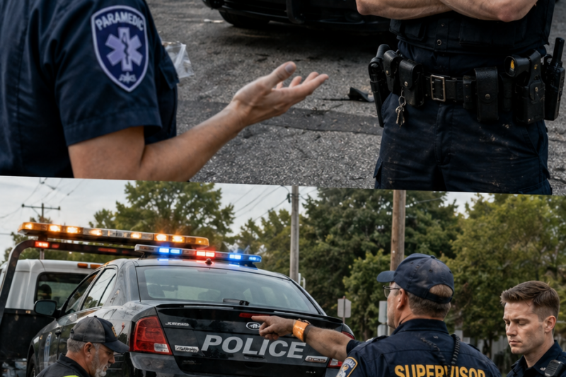 The Rookie Cop Blocked an Ambulance Like He Owned the Road — Then His Own Sergeant Had His Cruiser Towed