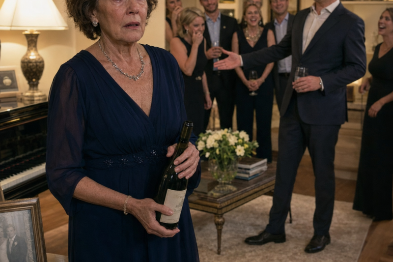 MY SON INTRODUCED ME AS “THE HELP” AT HIS PARTY. I STOOD THERE IN MY NAVY DRESS, HOLDING THE WINE I HAD SAVED FROM MY LAST ANNIVERSARY WITH HIS FATHER. AND BEFORE THE NIGHT WAS OVER, I REALIZED THE TRUTH HE HAD BEEN HIDING WASN’T ABOUT ME — IT WAS ABOUT WHO HE WAS TRYING TO PRETEND HE HAD NEVER BEEN.