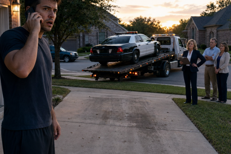 THE ENTIRE HOA BOARD ENDED UP IN HANDCUFFS AFTER THEY TOWED MY POLICE CAR FROM MY OWN DRIVEWAY