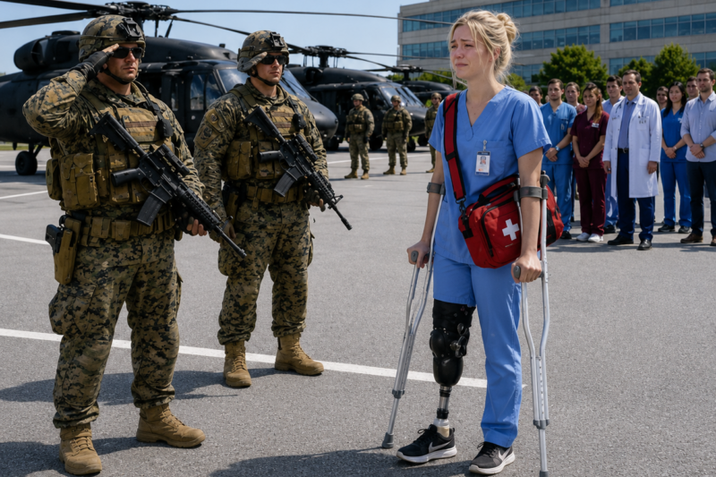 The Chief Surgeon Mocked Her Brace and Said She Couldn’t Handle Trauma, until four Marine helicopters landed outside and revealed the disabled nurse was a battlefield legend…