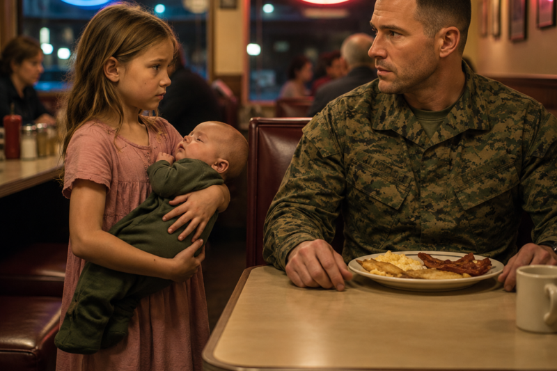 PART2: “SIR, CAN WE EAT THE LEFTOVERS?” A POOR GIRL ASKS — WHAT THE MARINE AND HIS K9 DO NEXT STUNS EVERYONE