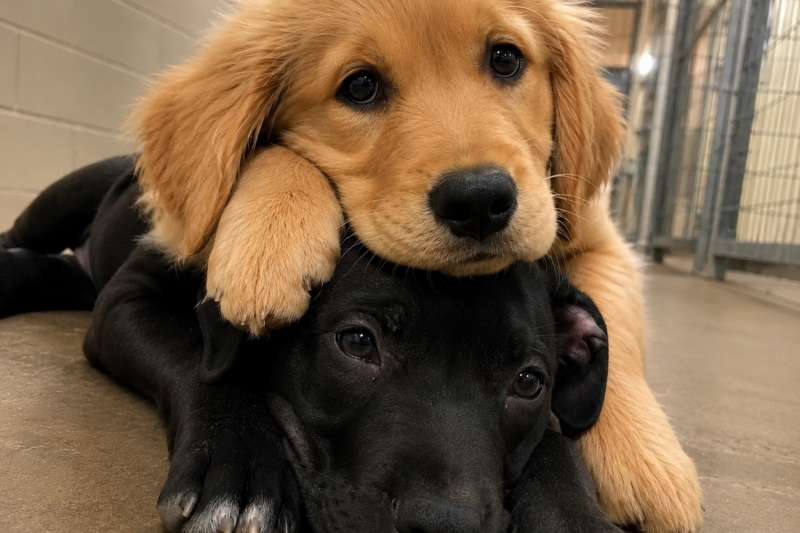 THE GOLDEN PUPPY WAS CHOSEN.  THE BLACK PUPPY WAS INVISIBLE.  THEN ONE LITTLE GIRL SAW HIM.