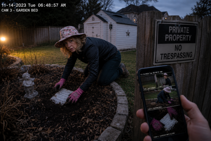 THE HOA PRESIDENT BROKE INTO MY YARD TO FRAME ME—BUT EVERY CAMERA CAUGHT HER DIGGING HER OWN GRAVE