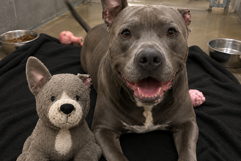 The One-Eared Pit Bull Loved One Stuffed Toy—Then a Shelter Worker Saw What He’d Done to It