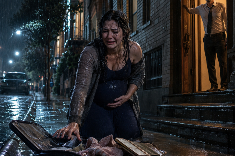HE THRE::W HIS PREGNANT WIFE INTO THE RAIN. HER SUITCASE SPLIT OPEN ON THE SIDEWALK. AND THE NAME HE NEVER ASKED ABOUT WAS ABOUT TO COST HIM EVERYTHING.